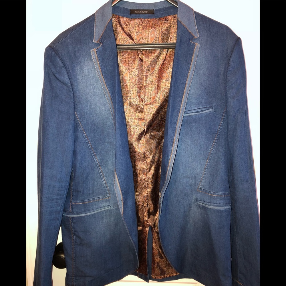 Men Denim Slim Fit Blazer